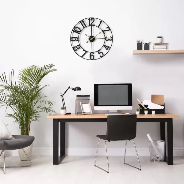 imageSorbus Large Wall Clock for Living Room Decor  Wall Clock for Kitchen  16 inch Big Wall Clock Decorative  Metal Wall Art  Analog Large Clock for Bedroom Home Kitchen Office Wall Decor WhiteBlack