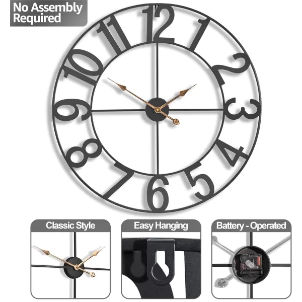 imageSorbus Large Wall Clock for Living Room Decor  Wall Clock for Kitchen  16 inch Big Wall Clock Decorative  Metal Wall Art  Analog Large Clock for Bedroom Home Kitchen Office Wall Decor WhiteBlack