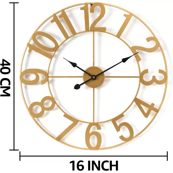 imageSorbus Large Wall Clock for Living Room Decor  Wall Clock for Kitchen  16 inch Big Wall Clock Decorative  Metal Wall Art  Analog Large Clock for Bedroom Home Kitchen Office Wall Decor WhiteGold