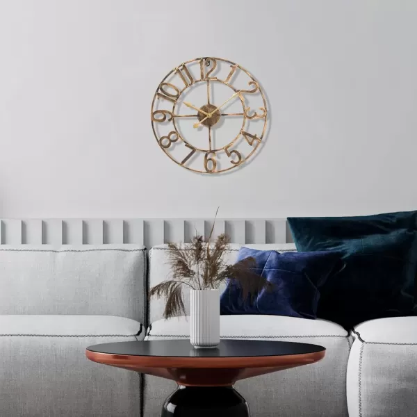 imageSorbus Large Wall Clock for Living Room Decor  Wall Clock for Kitchen  16 inch Big Wall Clock Decorative  Metal Wall Art  Analog Large Clock for Bedroom Home Kitchen Office Wall Decor WhiteBronze