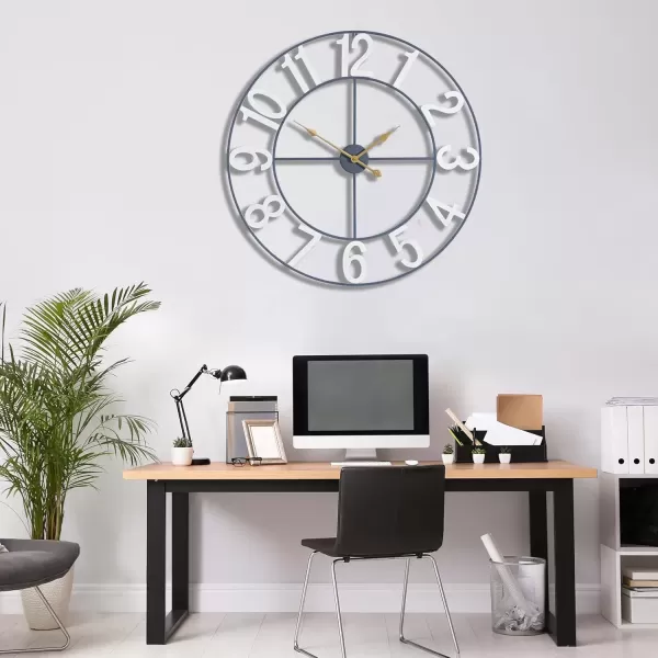 imageSorbus Large Wall Clock for Living Room Decor  Wall Clock for Kitchen  16 inch Big Wall Clock Decorative  Metal Wall Art  Analog Large Clock for Bedroom Home Kitchen Office Wall Decor WhiteWhite