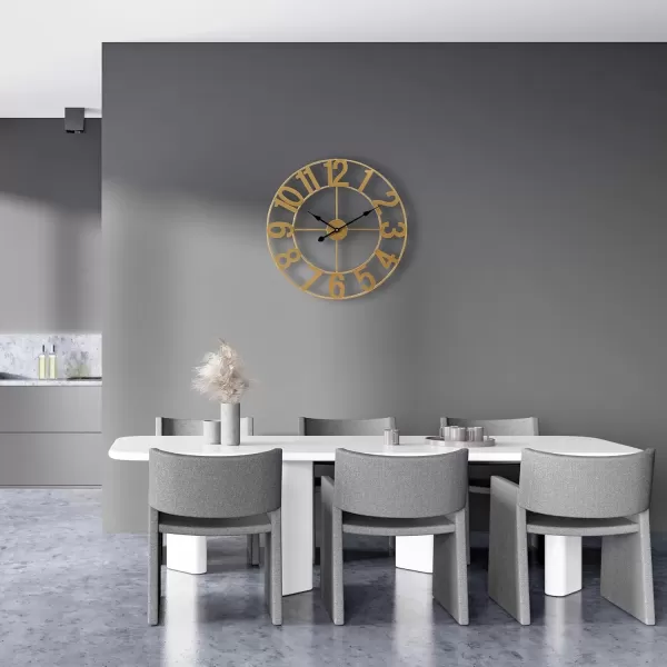 imageSorbus Large Wall Clock for Living Room Decor  Wall Clock for Kitchen  16 inch Big Wall Clock Decorative  Metal Wall Art  Analog Large Clock for Bedroom Home Kitchen Office Wall Decor WhiteGold