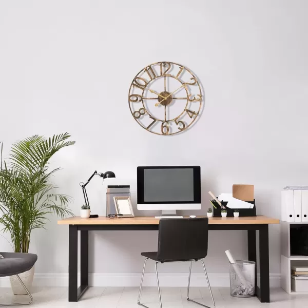 imageSorbus Large Wall Clock for Living Room Decor  Wall Clock for Kitchen  16 inch Big Wall Clock Decorative  Metal Wall Art  Analog Large Clock for Bedroom Home Kitchen Office Wall Decor WhiteBronze