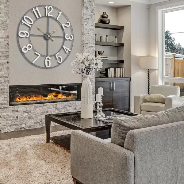 imageSorbus Large Wall Clock for Living Room Decor  Wall Clock for Kitchen  16 inch Big Wall Clock Decorative  Metal Wall Art  Analog Large Clock for Bedroom Home Kitchen Office Wall Decor WhiteWhite
