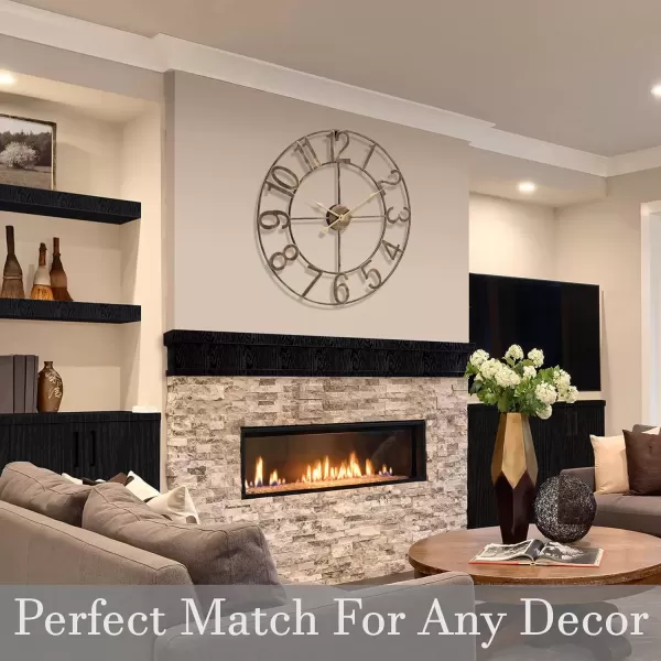 imageSorbus Large Wall Clock for Living Room Decor  Wall Clock for Kitchen  16 inch Big Wall Clock Decorative  Metal Wall Art  Analog Large Clock for Bedroom Home Kitchen Office Wall Decor WhiteBronze