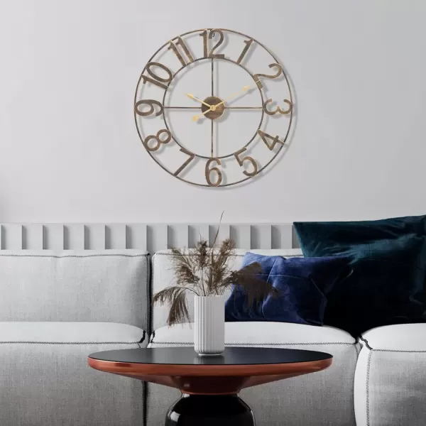 imageSorbus Large Wall Clock for Living Room Decor  Wall Clock for Kitchen  16 inch Big Wall Clock Decorative  Metal Wall Art  Analog Large Clock for Bedroom Home Kitchen Office Wall Decor WhiteBronze