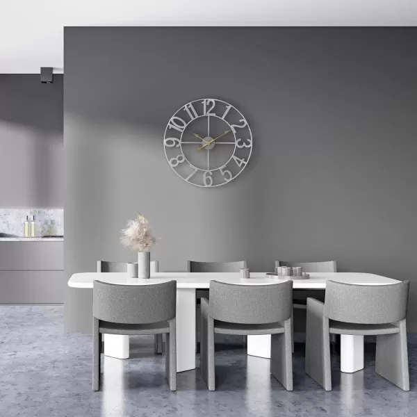 imageSorbus Large Wall Clock for Living Room Decor  Wall Clock for Kitchen  16 inch Big Wall Clock Decorative  Metal Wall Art  Analog Large Clock for Bedroom Home Kitchen Office Wall Decor WhiteSilver