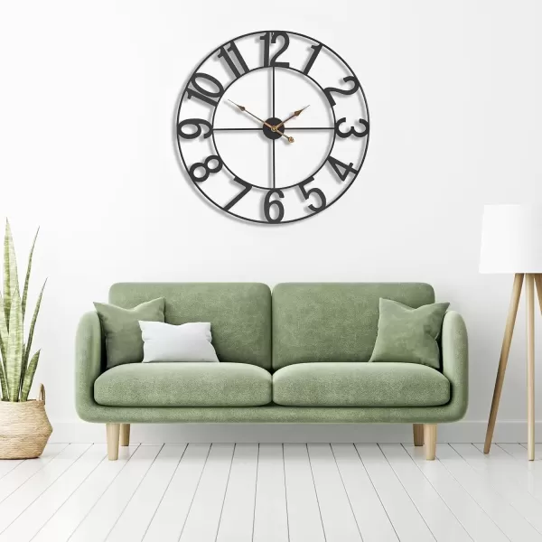 imageSorbus Large Wall Clock for Living Room Decor  Wall Clock for Kitchen  16 inch Big Wall Clock Decorative  Metal Wall Art  Analog Large Clock for Bedroom Home Kitchen Office Wall Decor WhiteBlack