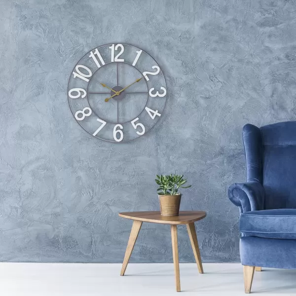 imageSorbus Large Wall Clock for Living Room Decor  Wall Clock for Kitchen  16 inch Big Wall Clock Decorative  Metal Wall Art  Analog Large Clock for Bedroom Home Kitchen Office Wall Decor WhiteWhite