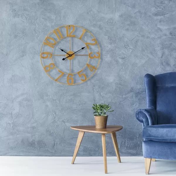 imageSorbus Large Wall Clock for Living Room Decor  Wall Clock for Kitchen  16 inch Big Wall Clock Decorative  Metal Wall Art  Analog Large Clock for Bedroom Home Kitchen Office Wall Decor WhiteGold