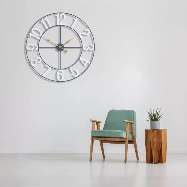 imageSorbus Large Wall Clock for Living Room Decor  Wall Clock for Kitchen  16 inch Big Wall Clock Decorative  Metal Wall Art  Analog Large Clock for Bedroom Home Kitchen Office Wall Decor WhiteWhite