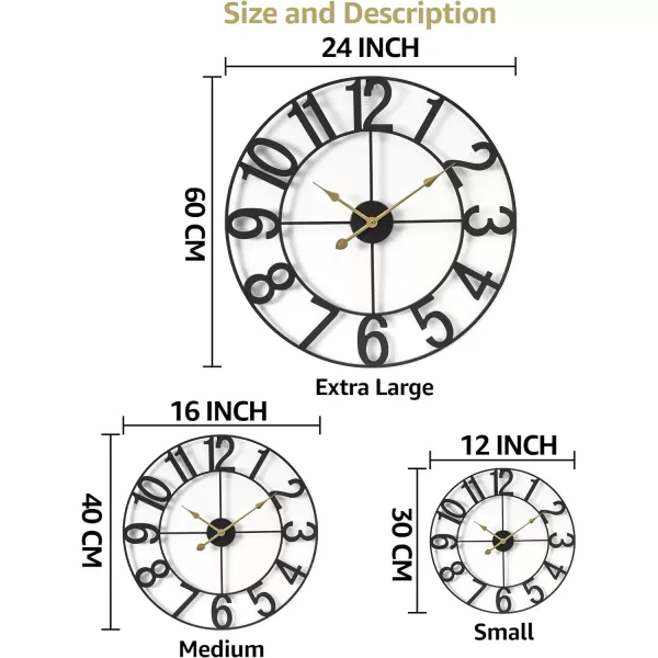 imageSorbus Large Wall Clock for Living Room Decor  Wall Clock for Kitchen  16 inch Big Wall Clock Decorative  Metal Wall Art  Analog Large Clock for Bedroom Home Kitchen Office Wall Decor WhiteBlack