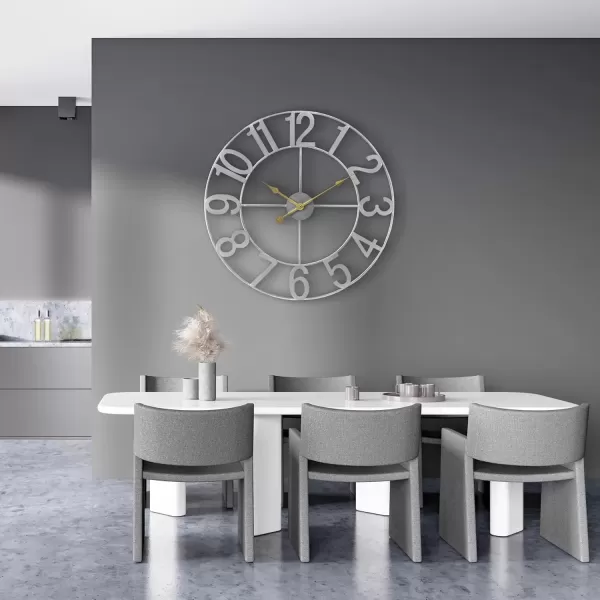 imageSorbus Large Wall Clock for Living Room Decor  Wall Clock for Kitchen  16 inch Big Wall Clock Decorative  Metal Wall Art  Analog Large Clock for Bedroom Home Kitchen Office Wall Decor WhiteSilver