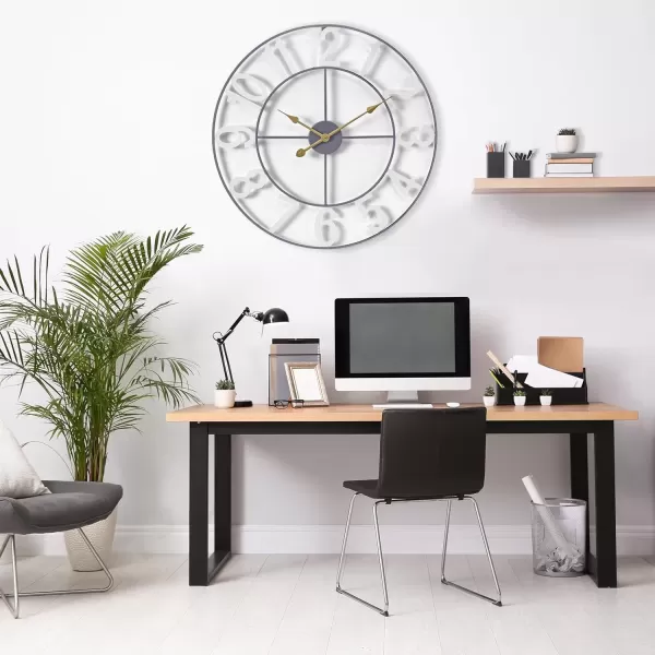 imageSorbus Large Wall Clock for Living Room Decor  Wall Clock for Kitchen  16 inch Big Wall Clock Decorative  Metal Wall Art  Analog Large Clock for Bedroom Home Kitchen Office Wall Decor WhiteWhite