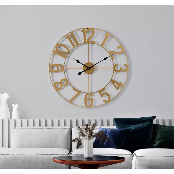 imageSorbus Large Wall Clock for Living Room Decor  Wall Clock for Kitchen  16 inch Big Wall Clock Decorative  Metal Wall Art  Analog Large Clock for Bedroom Home Kitchen Office Wall Decor WhiteGold