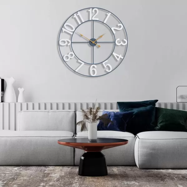 imageSorbus Large Wall Clock for Living Room Decor  Wall Clock for Kitchen  16 inch Big Wall Clock Decorative  Metal Wall Art  Analog Large Clock for Bedroom Home Kitchen Office Wall Decor WhiteWhite