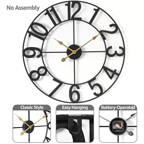 imageSorbus Large Wall Clock for Living Room Decor  Wall Clock for Kitchen  16 inch Big Wall Clock Decorative  Metal Wall Art  Analog Large Clock for Bedroom Home Kitchen Office Wall Decor WhiteBlack