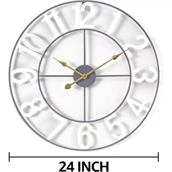 imageSorbus Large Wall Clock for Living Room Decor  Wall Clock for Kitchen  16 inch Big Wall Clock Decorative  Metal Wall Art  Analog Large Clock for Bedroom Home Kitchen Office Wall Decor WhiteWhite