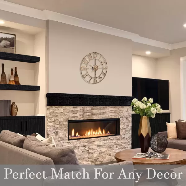 imageSorbus Large Wall Clock for Living Room Decor  Wall Clock for Kitchen  16 inch Big Wall Clock Decorative  Metal Wall Art  Analog Large Clock for Bedroom Home Kitchen Office Wall Decor WhiteBronze