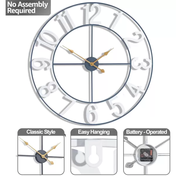 imageSorbus Large Wall Clock for Living Room Decor  Wall Clock for Kitchen  16 inch Big Wall Clock Decorative  Metal Wall Art  Analog Large Clock for Bedroom Home Kitchen Office Wall Decor WhiteWhite
