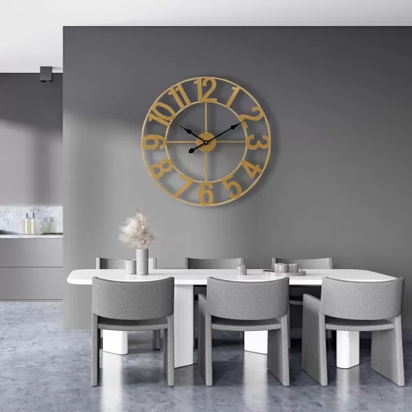 imageSorbus Large Wall Clock for Living Room Decor  Wall Clock for Kitchen  16 inch Big Wall Clock Decorative  Metal Wall Art  Analog Large Clock for Bedroom Home Kitchen Office Wall Decor WhiteGold