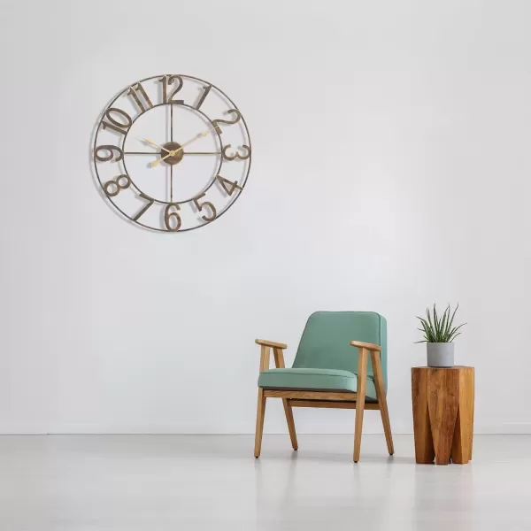 imageSorbus Large Wall Clock for Living Room Decor  Wall Clock for Kitchen  16 inch Big Wall Clock Decorative  Metal Wall Art  Analog Large Clock for Bedroom Home Kitchen Office Wall Decor WhiteBronze