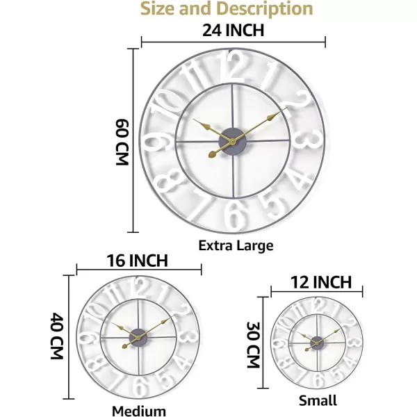 imageSorbus Large Wall Clock for Living Room Decor  Wall Clock for Kitchen  16 inch Big Wall Clock Decorative  Metal Wall Art  Analog Large Clock for Bedroom Home Kitchen Office Wall Decor WhiteWhite