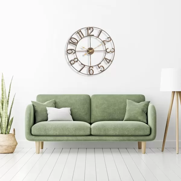 imageSorbus Large Wall Clock for Living Room Decor  Wall Clock for Kitchen  16 inch Big Wall Clock Decorative  Metal Wall Art  Analog Large Clock for Bedroom Home Kitchen Office Wall Decor WhiteBronze