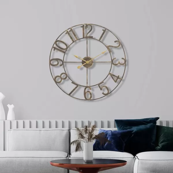 imageSorbus Large Wall Clock for Living Room Decor  Wall Clock for Kitchen  16 inch Big Wall Clock Decorative  Metal Wall Art  Analog Large Clock for Bedroom Home Kitchen Office Wall Decor WhiteBronze