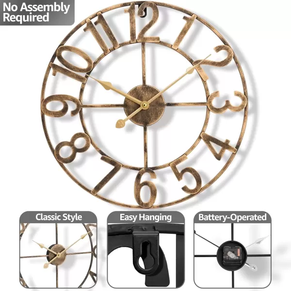 imageSorbus Large Wall Clock for Living Room Decor  Wall Clock for Kitchen  16 inch Big Wall Clock Decorative  Metal Wall Art  Analog Large Clock for Bedroom Home Kitchen Office Wall Decor WhiteBronze