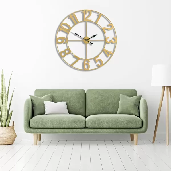 imageSorbus Large Wall Clock for Living Room Decor  Wall Clock for Kitchen  16 inch Big Wall Clock Decorative  Metal Wall Art  Analog Large Clock for Bedroom Home Kitchen Office Wall Decor WhiteGold