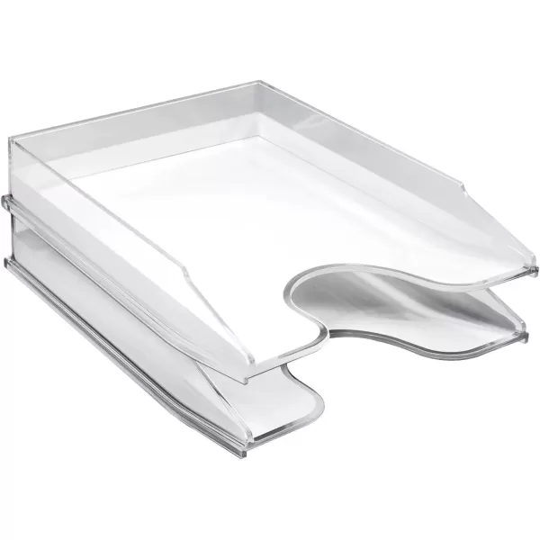 imageSorbus Letter Tray Organizer Stackable Acrylic Paper Tray Clear Desk Table File Holder  2 Level Desktop File Storage Stackable Magazine Holder Mail Sorter for Home Office Organization Shelves
