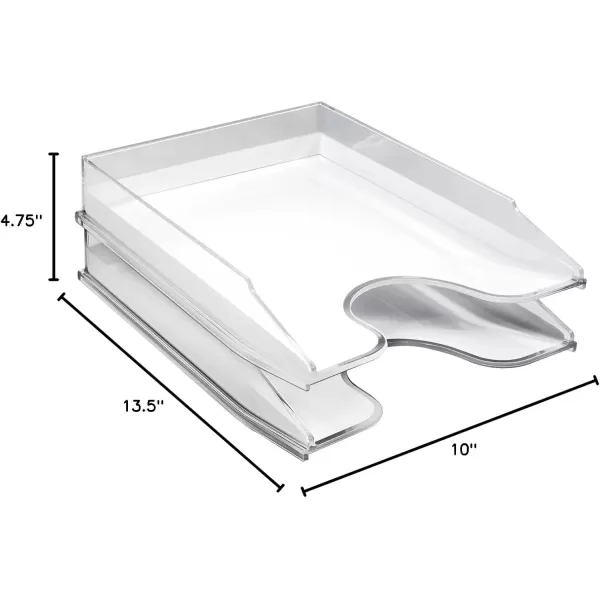 imageSorbus Letter Tray Organizer Stackable Acrylic Paper Tray Clear Desk Table File Holder  2 Level Desktop File Storage Stackable Magazine Holder Mail Sorter for Home Office Organization Shelves