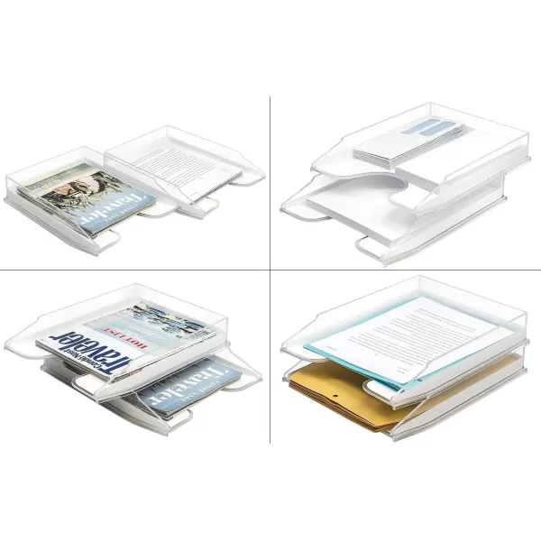 imageSorbus Letter Tray Organizer Stackable Acrylic Paper Tray Clear Desk Table File Holder  2 Level Desktop File Storage Stackable Magazine Holder Mail Sorter for Home Office Organization Shelves