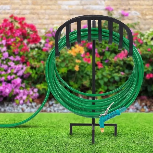 imageSorbus Manger Garden Hose Holder Stand Great for Garden Lawn Yard Decorative Water Hose Storage with Ground Stakes Holds 125Feet of 58Inch Hose