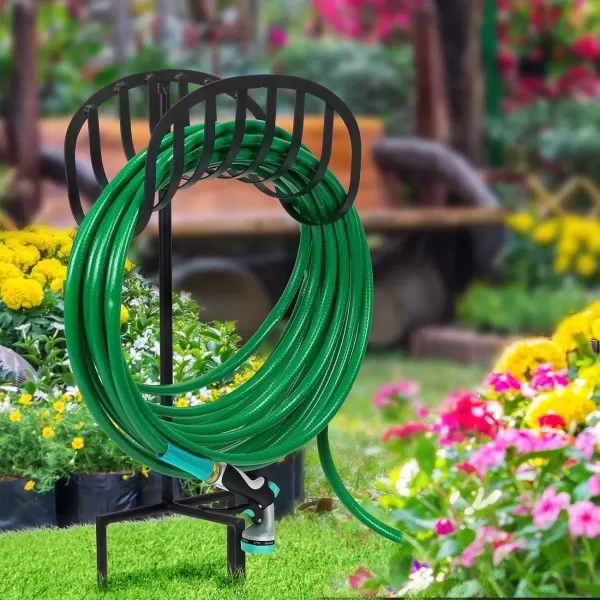 imageSorbus Manger Garden Hose Holder Stand Great for Garden Lawn Yard Decorative Water Hose Storage with Ground Stakes Holds 125Feet of 58Inch Hose