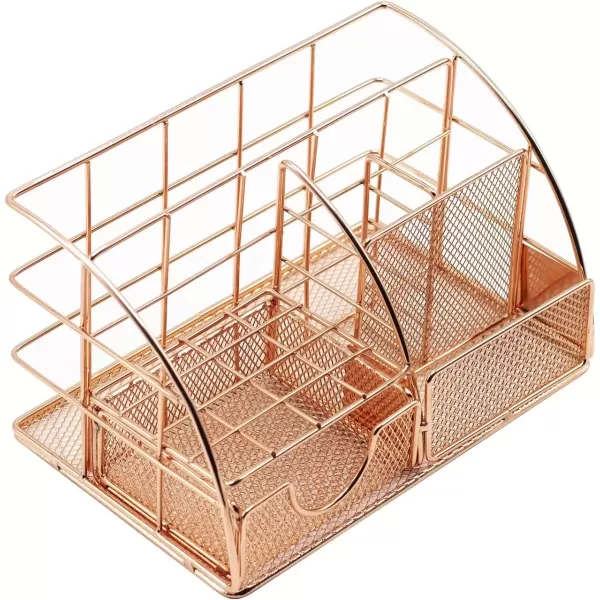 imageSorbus Rose Gold Desk Organizer for Women Cute Office Supplies Accessories AllinOne Desktop Caddy Includes PenPencil Holder Mail Organizer and Sliding Drawer for Home or OfficeCopperRose GoldAllinOne Caddy  CopperRose Gold