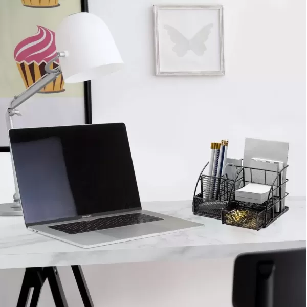 imageSorbus Rose Gold Desk Organizer for Women Cute Office Supplies Accessories AllinOne Desktop Caddy Includes PenPencil Holder Mail Organizer and Sliding Drawer for Home or OfficeCopperRose GoldAllinOne Caddy  Black