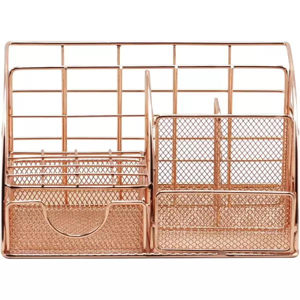 imageSorbus Rose Gold Desk Organizer for Women Cute Office Supplies Accessories AllinOne Desktop Caddy Includes PenPencil Holder Mail Organizer and Sliding Drawer for Home or OfficeCopperRose GoldAllinOne Caddy  CopperRose Gold