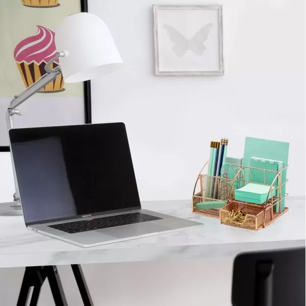 imageSorbus Rose Gold Desk Organizer for Women Cute Office Supplies Accessories AllinOne Desktop Caddy Includes PenPencil Holder Mail Organizer and Sliding Drawer for Home or OfficeCopperRose GoldAllinOne Caddy  CopperRose Gold