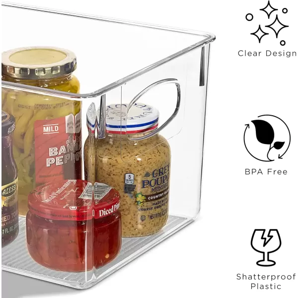 imageSorbus Small Clear Plastic Storage Bins for Shelves Clothes with Handle  Clear Storage Bins Drawer Shelf Closet Pantry Fridge Freezer Organizer Bins Closet Organizers and Storage 8 packLarge
