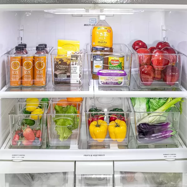imageSorbus Small Clear Plastic Storage Bins for Shelves Clothes with Handle  Clear Storage Bins Drawer Shelf Closet Pantry Fridge Freezer Organizer Bins Closet Organizers and Storage 8 packMedium