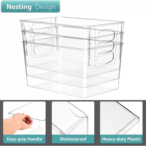 imageSorbus Small Clear Plastic Storage Bins for Shelves Clothes with Handle  Clear Storage Bins Drawer Shelf Closet Pantry Fridge Freezer Organizer Bins Closet Organizers and Storage 8 packLarge