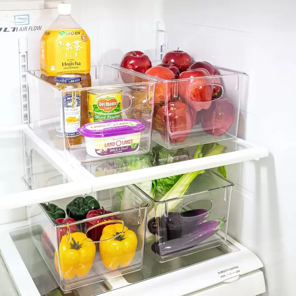 imageSorbus Small Clear Plastic Storage Bins for Shelves Clothes with Handle  Clear Storage Bins Drawer Shelf Closet Pantry Fridge Freezer Organizer Bins Closet Organizers and Storage 8 packLarge