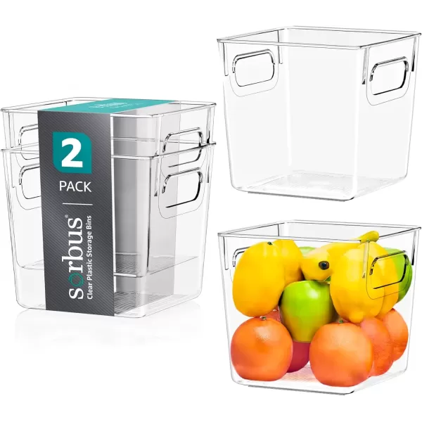 imageSorbus Small Clear Plastic Storage Bins for Shelves Clothes with Handle  Clear Storage Bins Drawer Shelf Closet Pantry Fridge Freezer Organizer Bins Closet Organizers and Storage 8 packSmall
