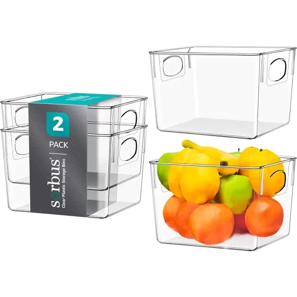 imageSorbus Small Clear Plastic Storage Bins for Shelves Clothes with Handle  Clear Storage Bins Drawer Shelf Closet Pantry Fridge Freezer Organizer Bins Closet Organizers and Storage 8 packMedium