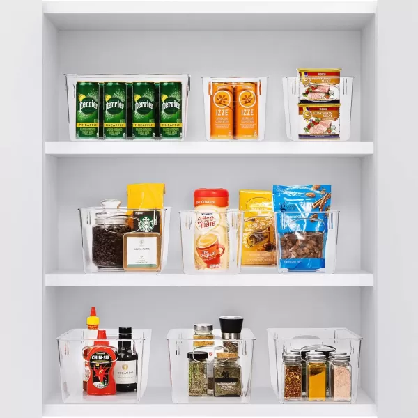 imageSorbus Small Clear Plastic Storage Bins for Shelves Clothes with Handle  Clear Storage Bins Drawer Shelf Closet Pantry Fridge Freezer Organizer Bins Closet Organizers and Storage 8 packSmall