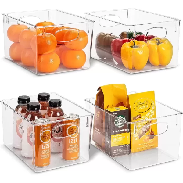 imageSorbus Small Clear Plastic Storage Bins for Shelves Clothes with Handle  Clear Storage Bins Drawer Shelf Closet Pantry Fridge Freezer Organizer Bins Closet Organizers and Storage 8 packLarge