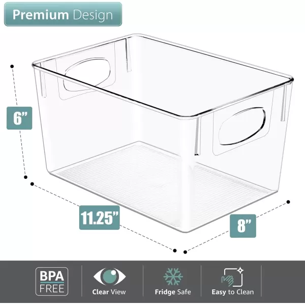imageSorbus Small Clear Plastic Storage Bins for Shelves Clothes with Handle  Clear Storage Bins Drawer Shelf Closet Pantry Fridge Freezer Organizer Bins Closet Organizers and Storage 8 packLarge