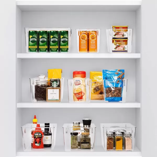 imageSorbus Small Clear Plastic Storage Bins for Shelves Clothes with Handle  Clear Storage Bins Drawer Shelf Closet Pantry Fridge Freezer Organizer Bins Closet Organizers and Storage 8 packLarge
